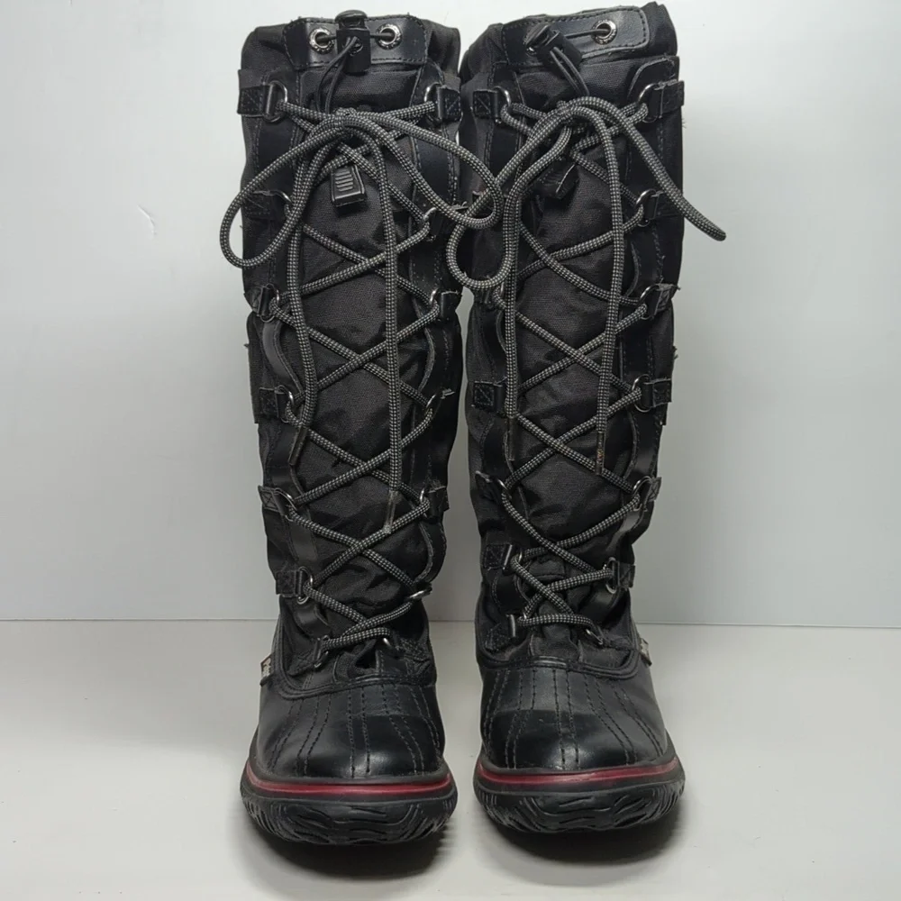 Pajar Canada Tall nylon and leather winter snow boots womans size 5 -5.5 EU 36
